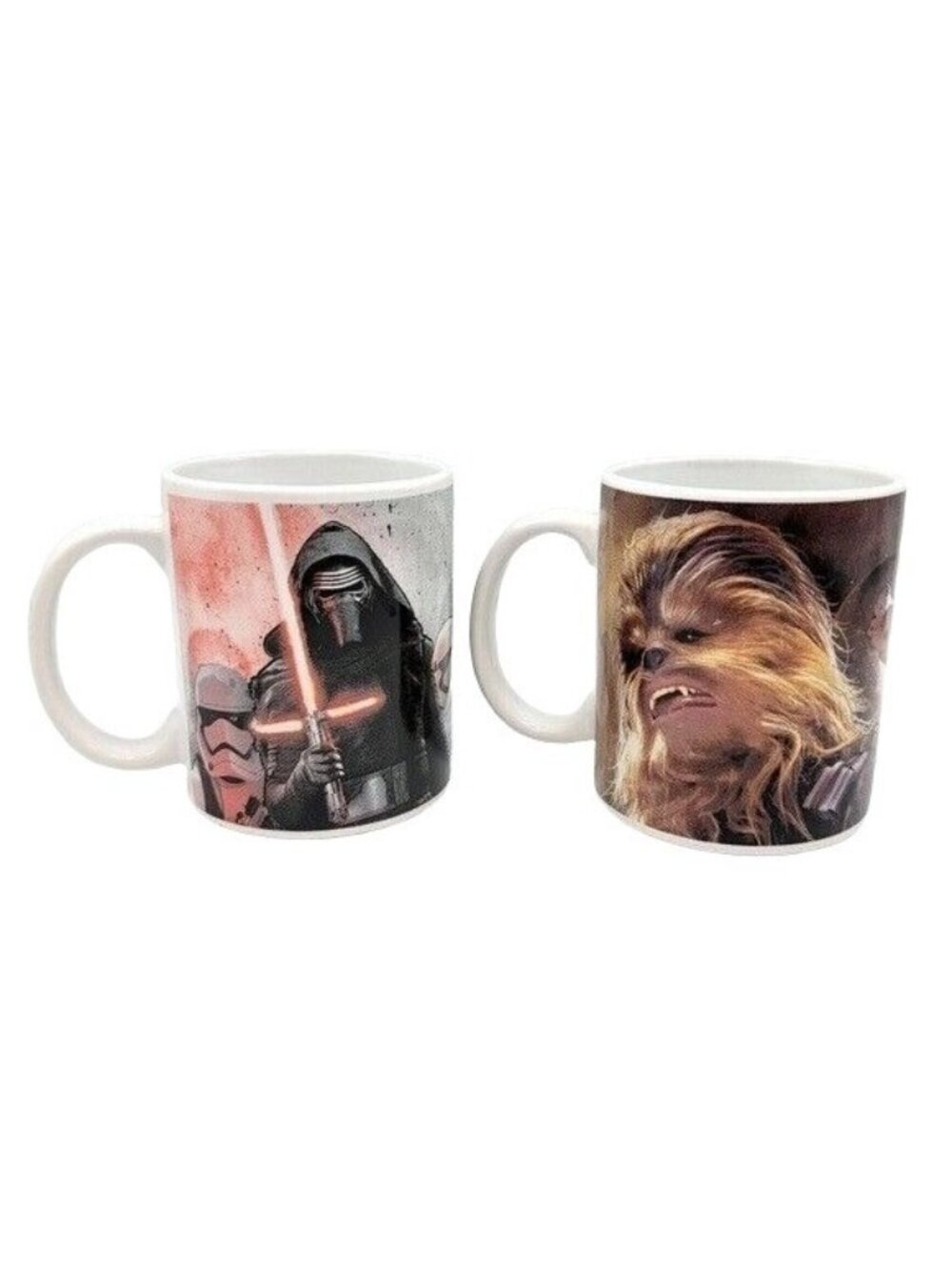 Star Wars Trilogy Mug Set Kylo Ren Stormtroopers Chewbacca Light Saber Lot Of 2